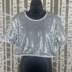 Unique21 Disco Glam Sequined Crop Top XL NEW